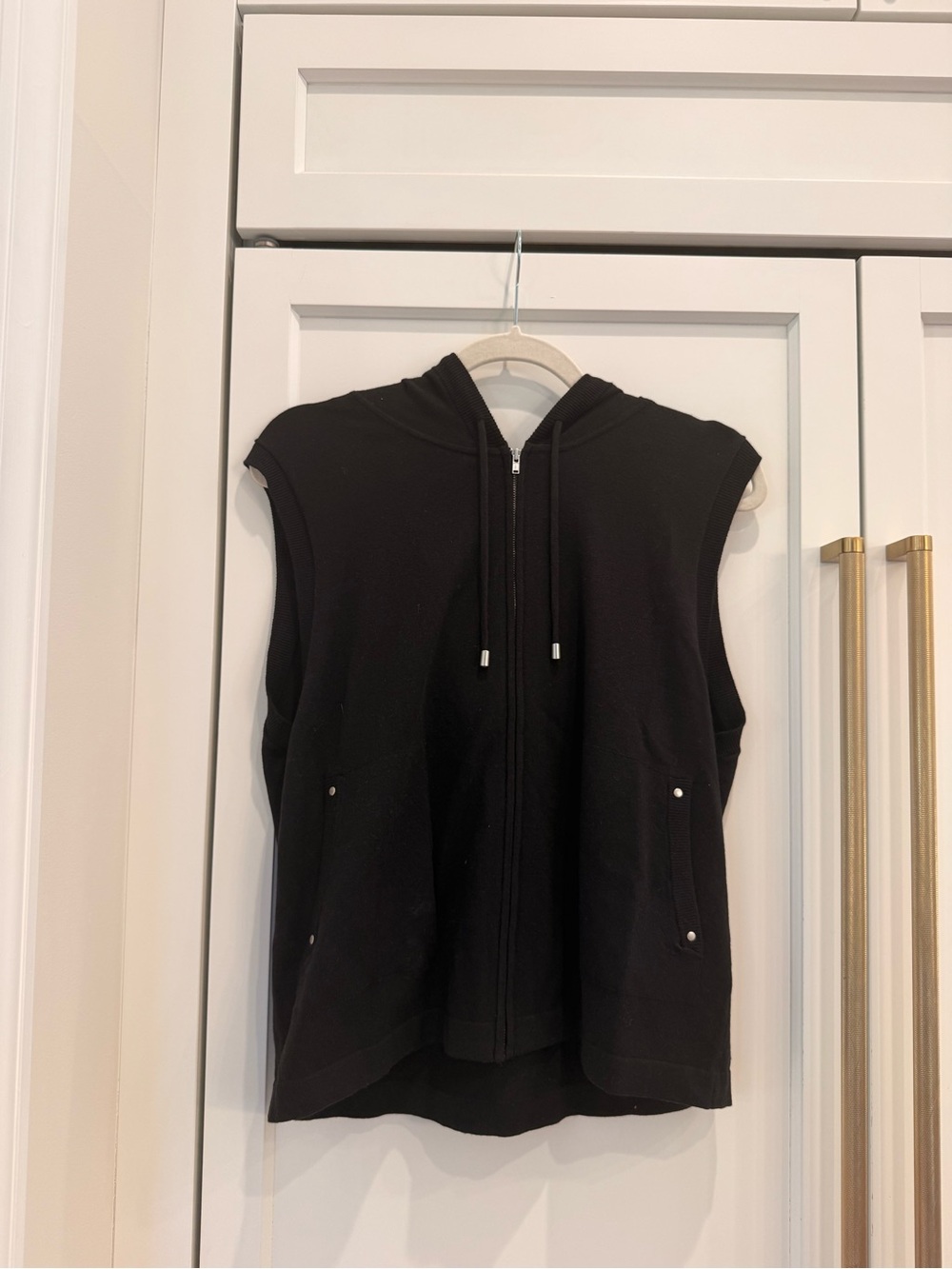 Elliott Lauren Black Sleeveless Hooded Zip Vest